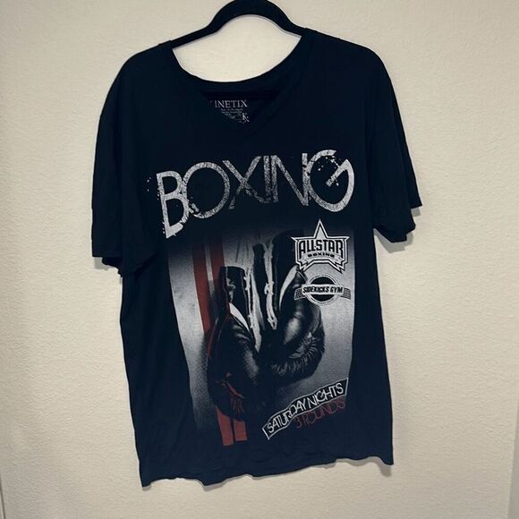 Kinetix Mens Black Boxing Sidekick Gym Saturday Nights 3 Rounds Shirt Size‎ XL - Picture 1 of 6